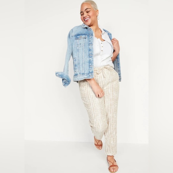 Linen Draw String elastic waist pants tie dye pattern - Picture 2 of 4